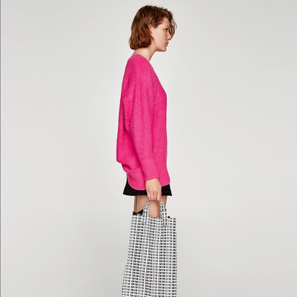Zara | Pull Boyfriend Knit Hot Pink Sweater